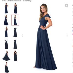 Azazie-12 DarkNavy Floor Length Chiffon Dress